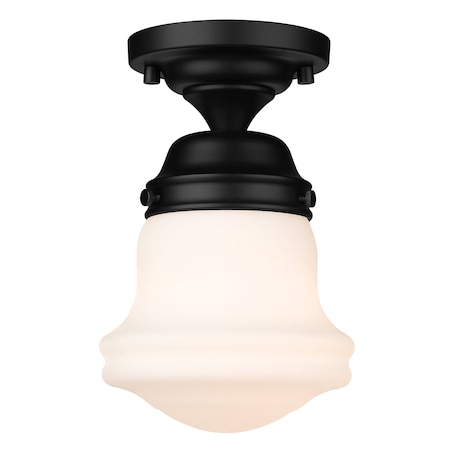 Z-Lite Vaughn 1 Light Flush Mount, Matte Black & Matte Opal 735F1-MB